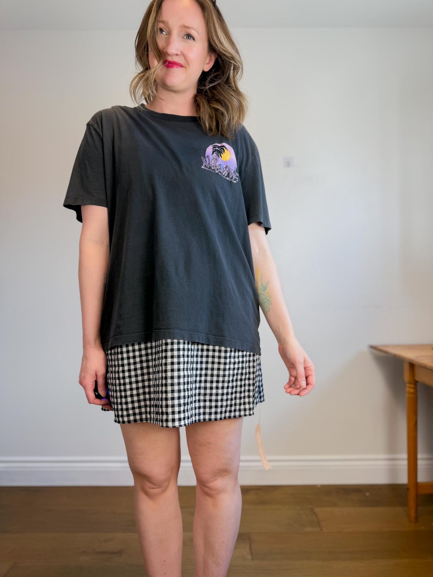 ALLSAINTS Oversized Tropical Print T-Shirt in Grey (Size XL)