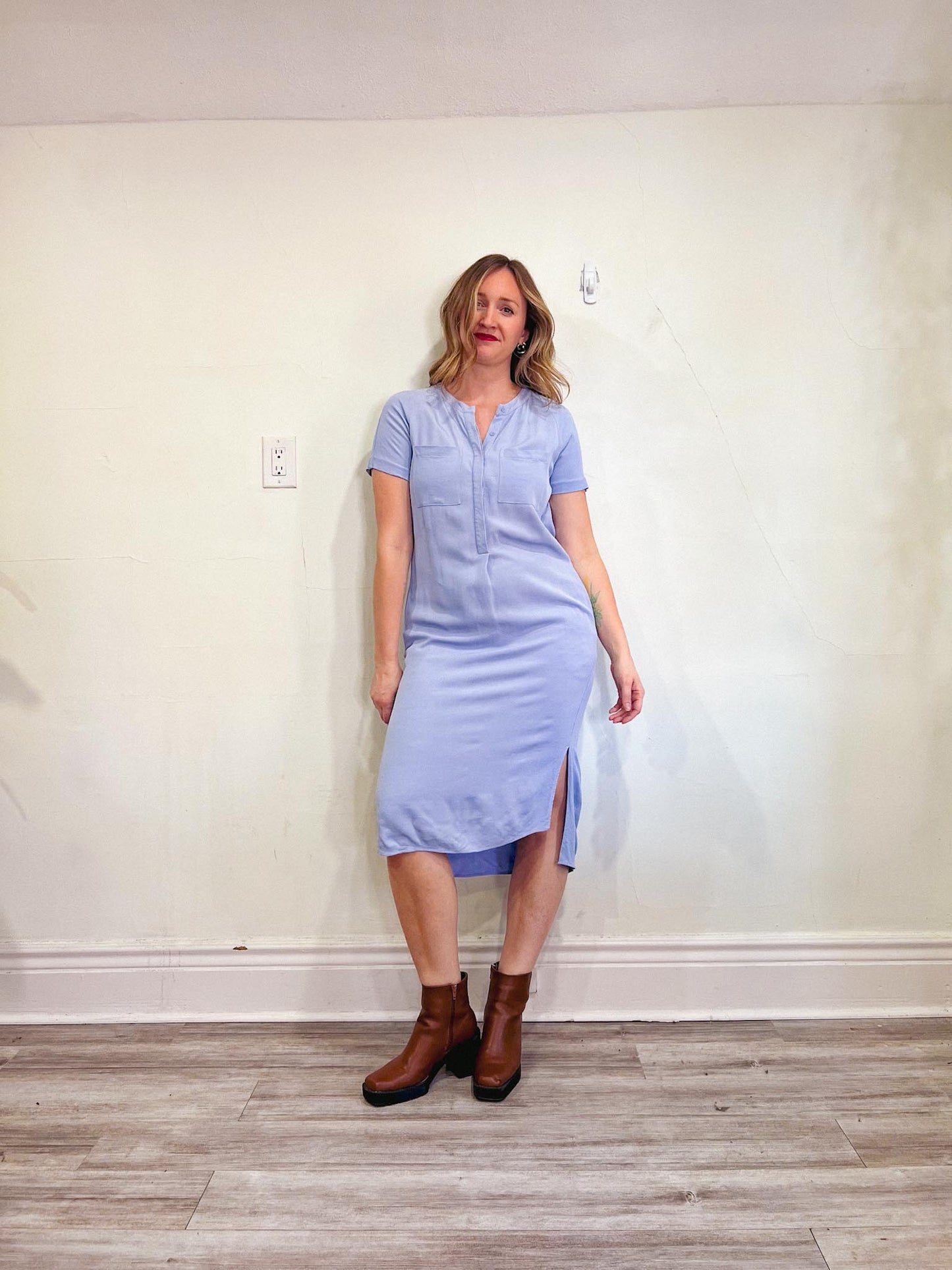 Tiger of Sweden Midi Shirt Dress in Pastel Blue SOLD AS IS (Size M)