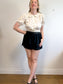 DOEN "Bel Ruffled Silk-charmeuse Blouse in Floral" (Size S)