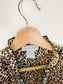 Vintage Leopard Print Blouse with Front Tie (Size L)