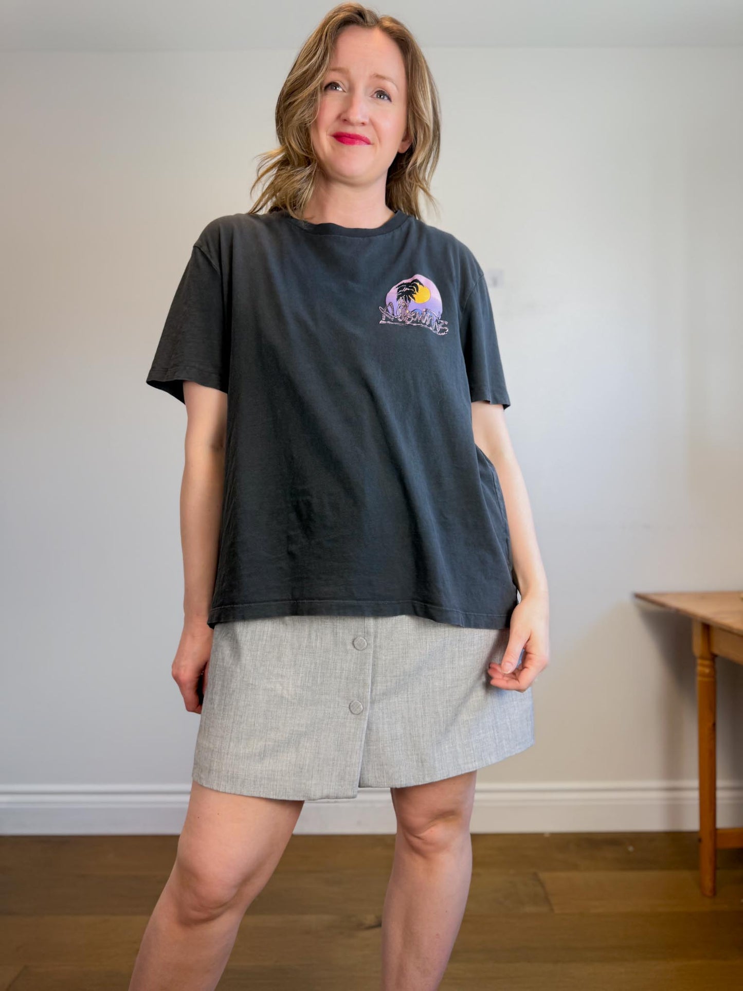 ALLSAINTS Oversized Tropical Print T-Shirt in Grey (Size XL)