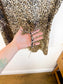 Vintage Leopard Print Blouse with Front Tie (Size L)