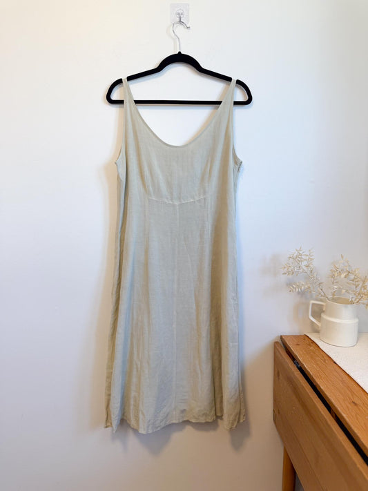 Vintage Linen Midi Dress (Size M/L)