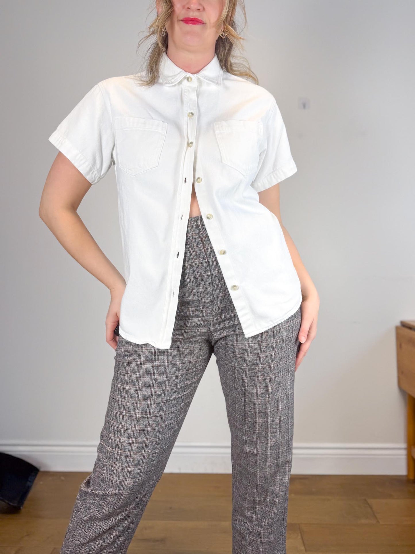 Denim Forum White Denim Shirt (Size M)