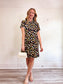 Vintage Coffee Print Shirt Dress (Size L/XL)