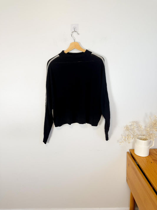 360 Sweater "Essie Sweater in Black with Arm Stripe" (Size XS-M