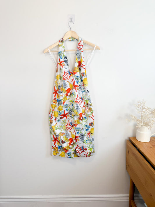Ryerson School of Fashion Starfish & Seashell Print Halter Mini Dress (Size S/M)