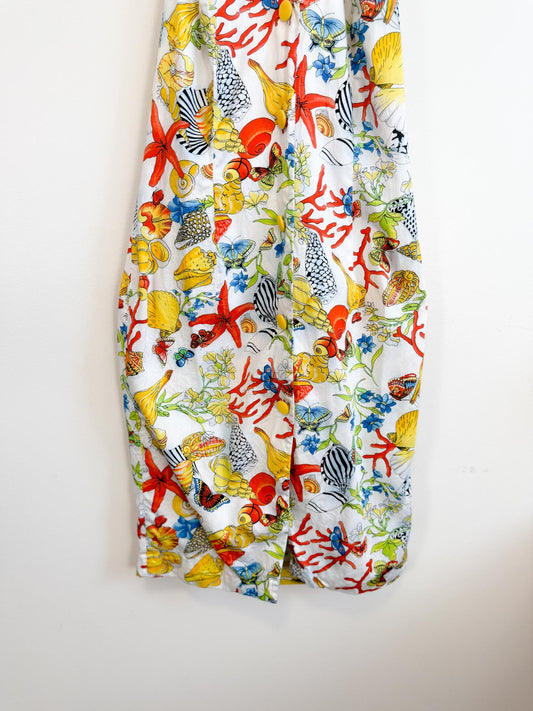 Ryerson School of Fashion Starfish & Seashell Print Halter Mini Dress (Size S/M)