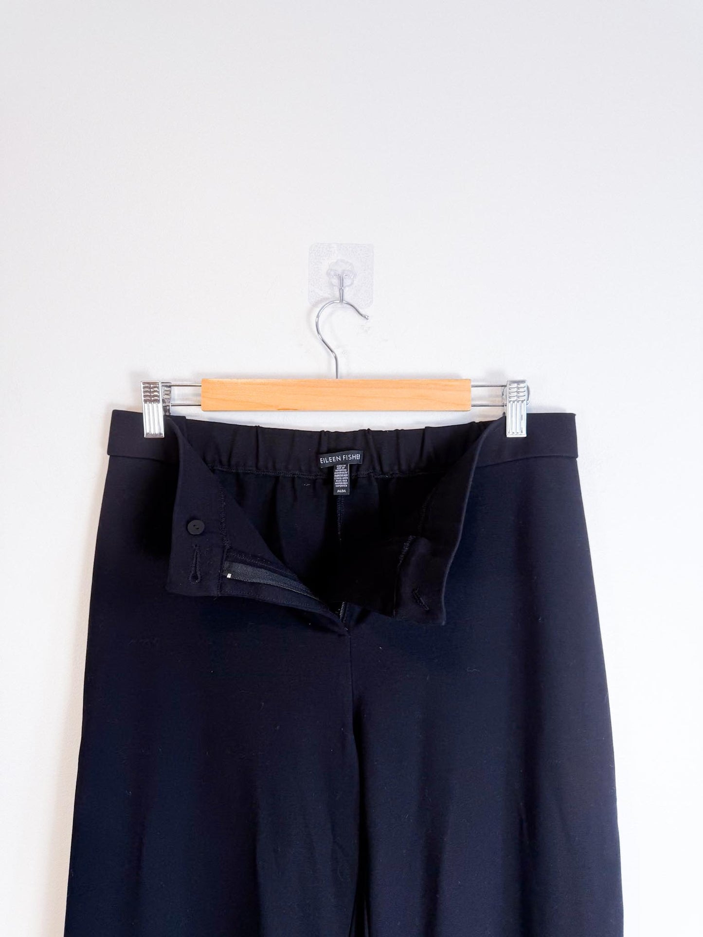 Eileen Fisher "Flex Tencel Ponte Straight Pant in Black" (Size M)