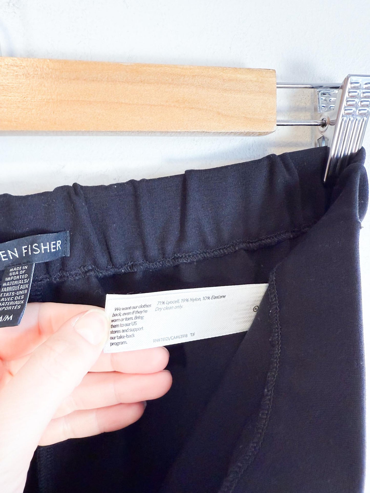 Eileen Fisher "Flex Tencel Ponte Straight Pant in Black" (Size M)