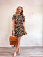 Vintage Coffee Print Shirt Dress (Size L/XL)