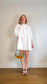 Banana Republic "Eyelet Puff-Sleeve Mini Dress in White/Lavender Stripe" NWT (Size L)