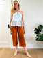 & Other Stories Linen Blend Belted Culottes in Rust (Size 2)