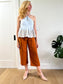 & Other Stories Linen Blend Belted Culottes in Rust (Size 2)