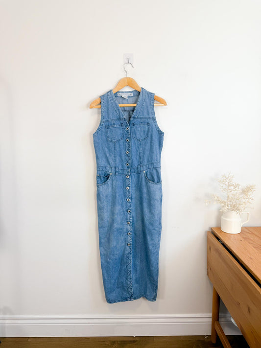 Vintage Denim Sleeveless Dress (Size S)