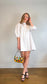 Banana Republic "Eyelet Puff-Sleeve Mini Dress in White/Lavender Stripe" NWT (Size L)