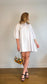 Banana Republic "Eyelet Puff-Sleeve Mini Dress in White/Lavender Stripe" NWT (Size L)