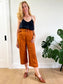 & Other Stories Linen Blend Belted Culottes in Rust (Size 2)