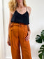 & Other Stories Linen Blend Belted Culottes in Rust (Size 2)