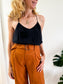 & Other Stories Linen Blend Belted Culottes in Rust (Size 2)