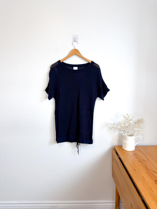 Kit & Ace Crochet Tee in Navy (Size S/M)