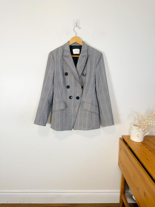 Dorothee Schumacher Double Breasted Blazer in Grey Plaid (Size S)