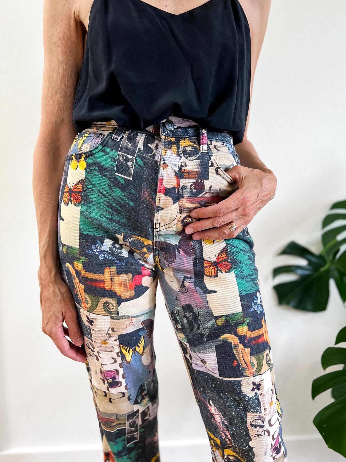 Reformation "Cynthia High Rise Straight Long Jeans" in Abstract Print (Size 27)