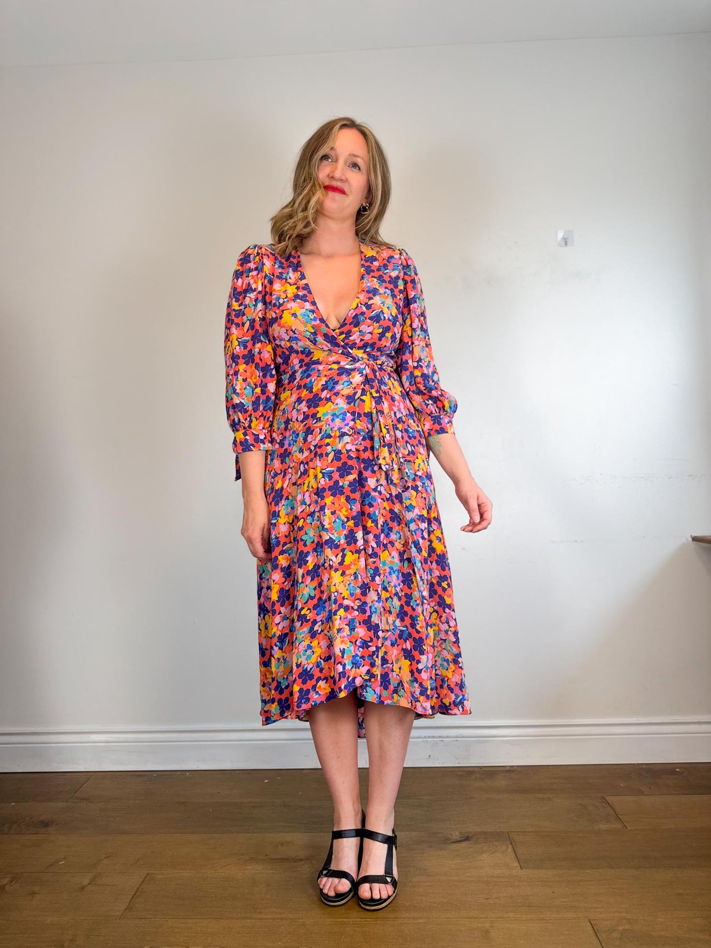 Caballero "Moon Maxi Dress in Stamped Hibiscus Print (Size S/M)