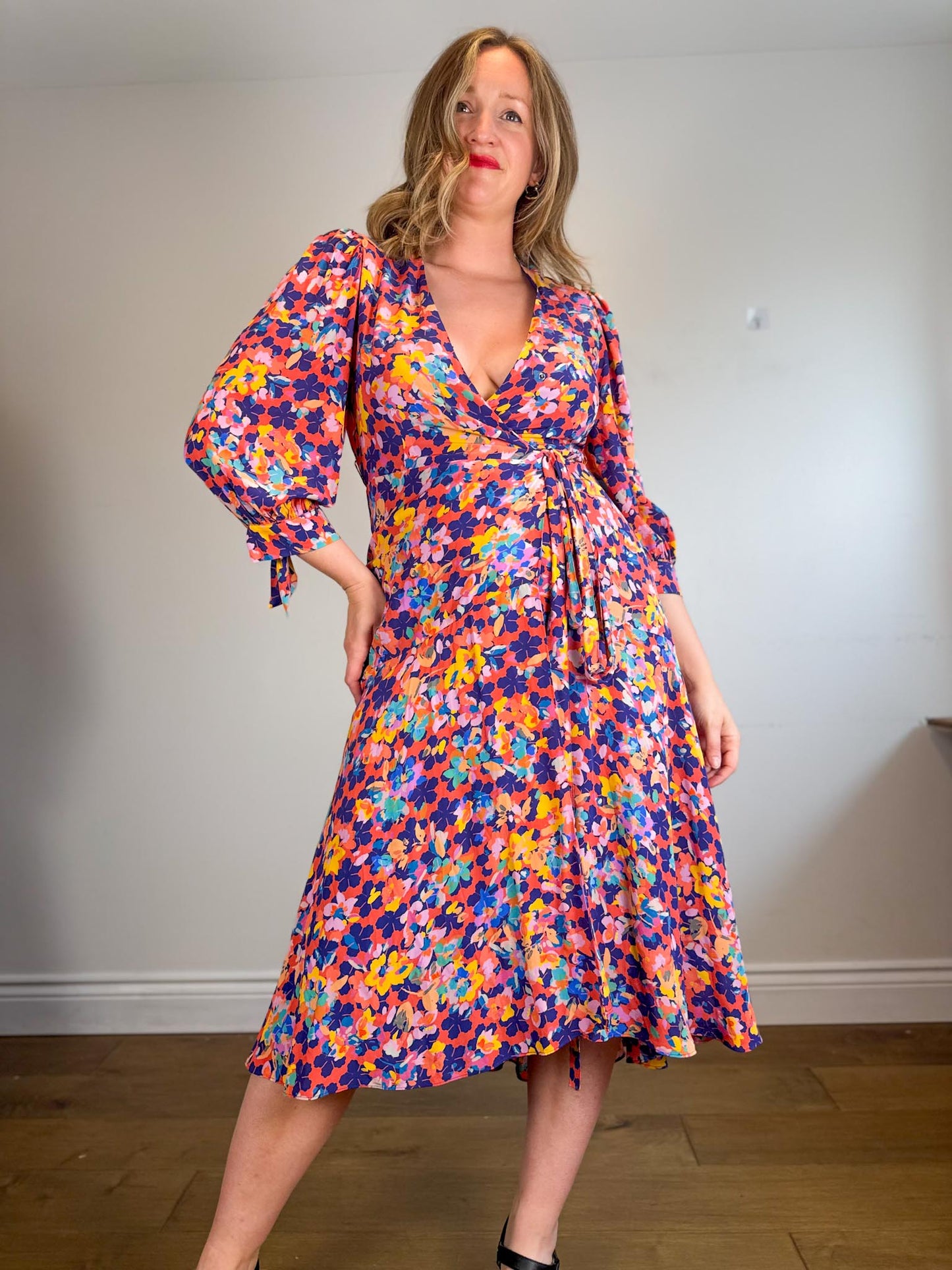 Caballero "Moon Maxi Dress in Stamped Hibiscus Print (Size S/M)