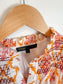 Maje Embroidered Cropped Blouse with Front Tie in White/Pink/Orange (Size M)