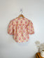 Maje Embroidered Cropped Blouse with Front Tie in White/Pink/Orange (Size M)