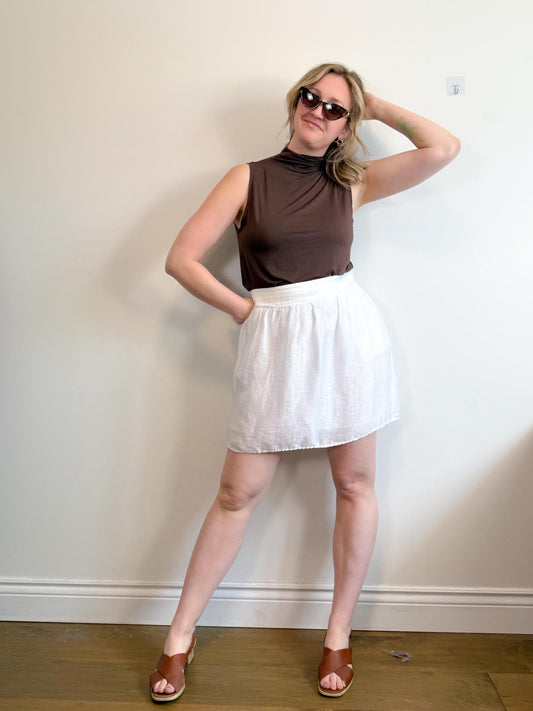 LOFT White Linen Mini Skirt (Size XL)