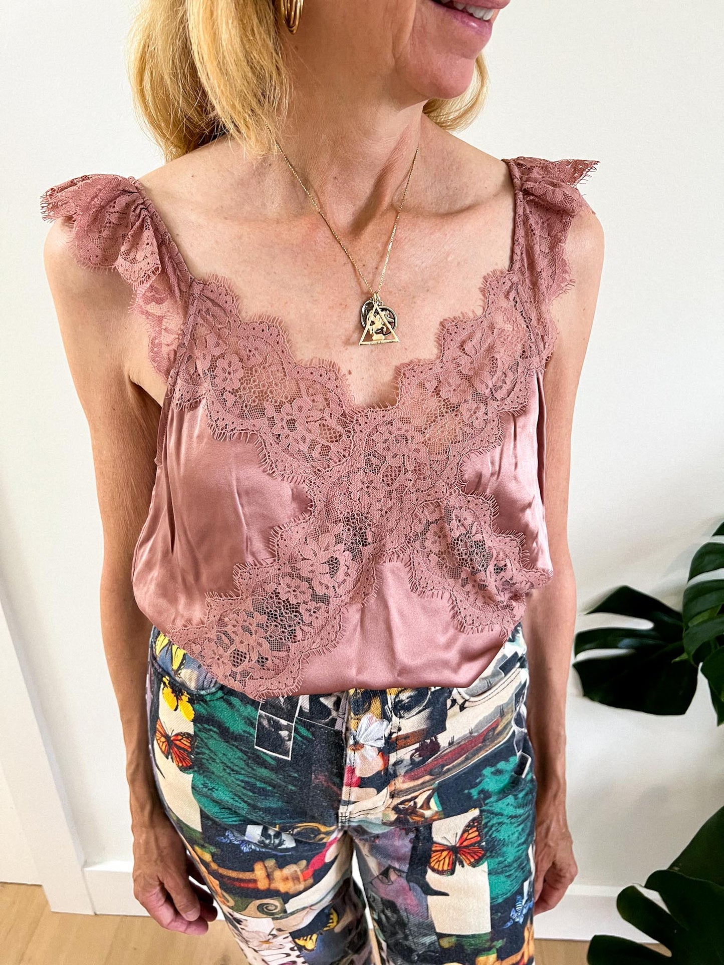 CAMI NYC Silk Lace Camisole (Size M)