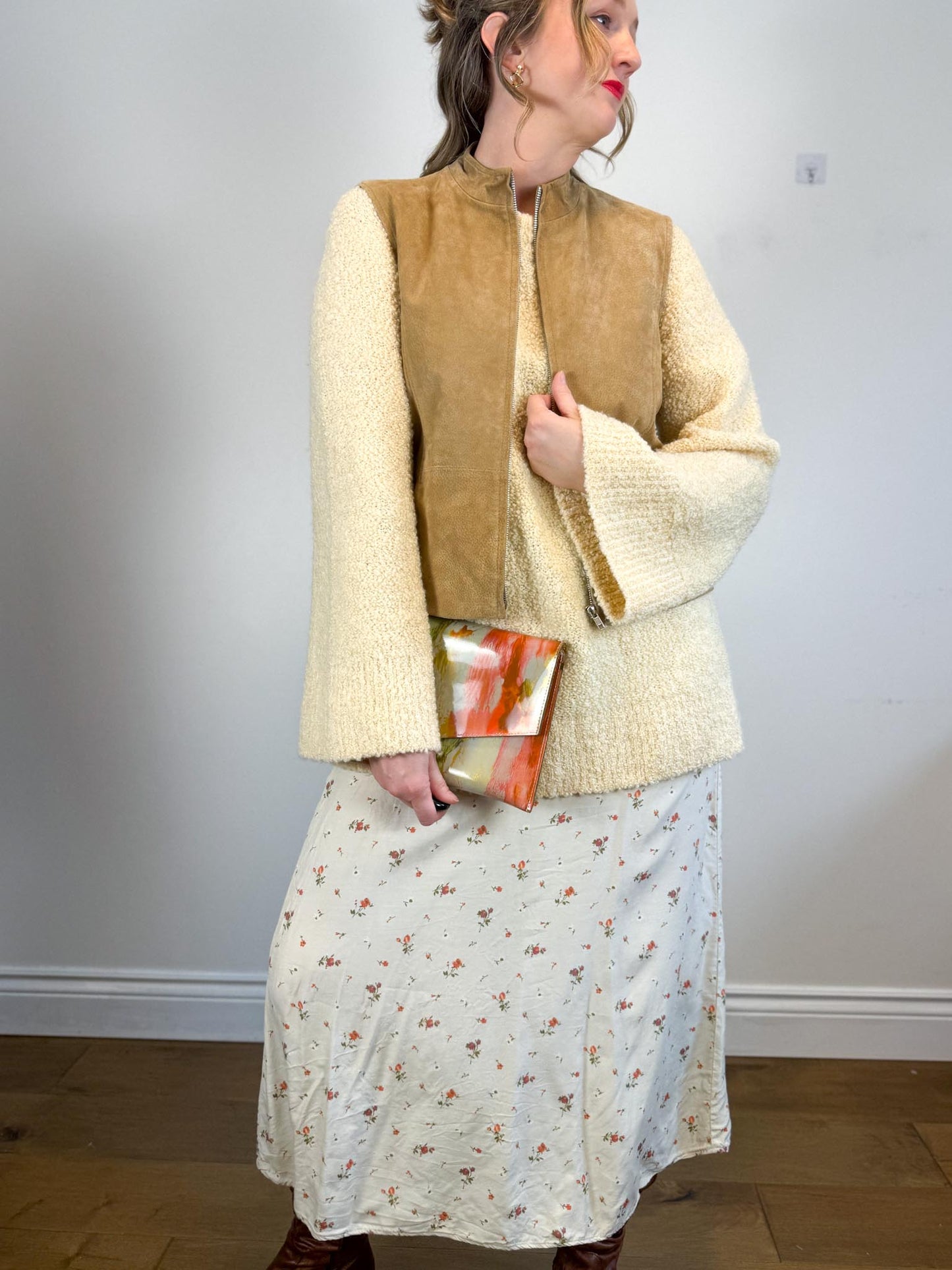 Vintage Leather Vest in Camel (Size M)