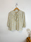 Wilfred Silk Ruffle Collar Blouse in Pastel Green/Yellow (Size M)