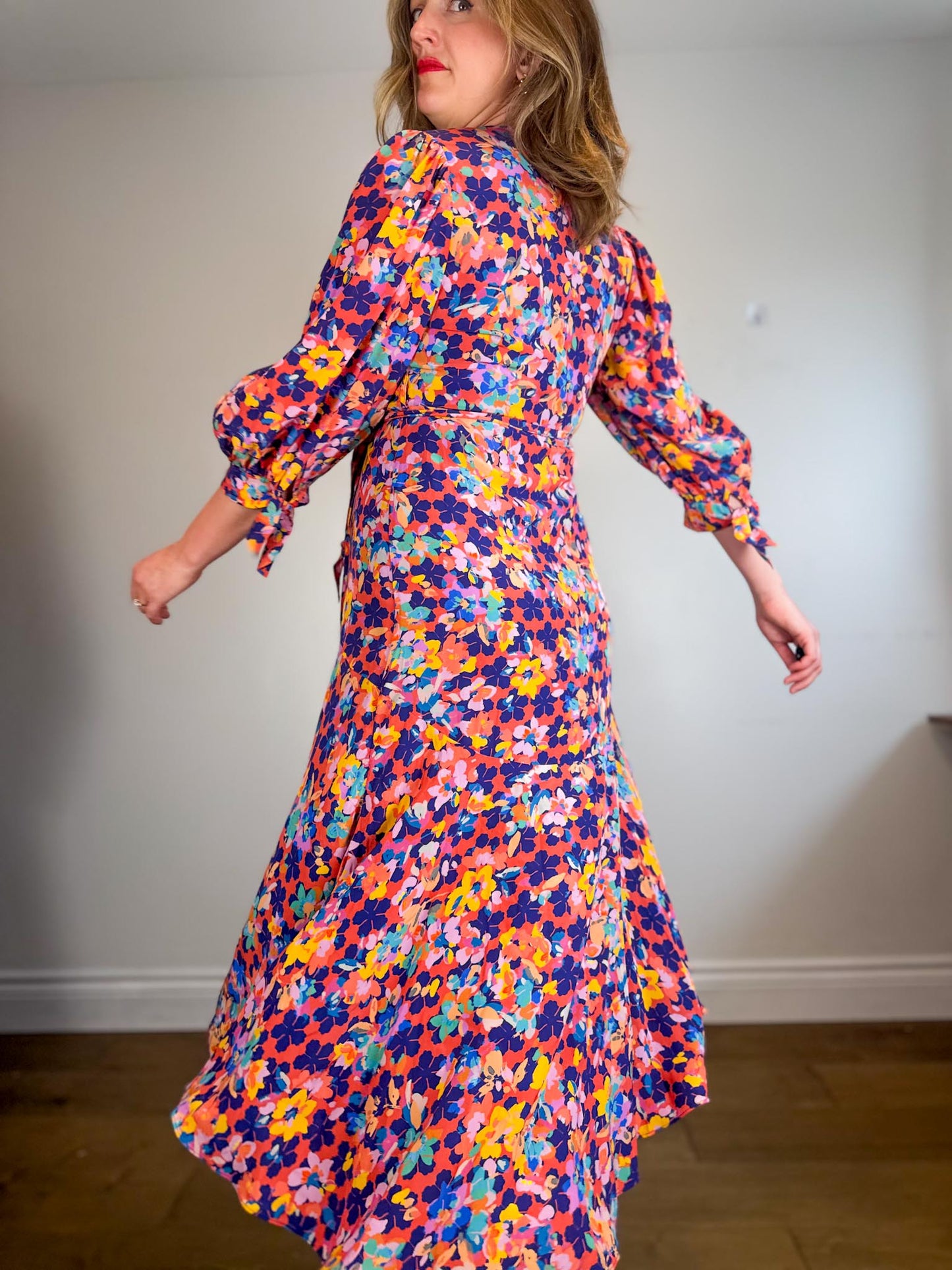 Caballero "Moon Maxi Dress in Stamped Hibiscus Print (Size S/M)