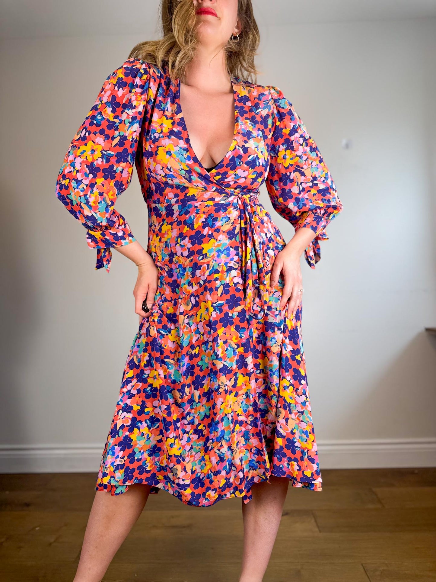 Caballero "Moon Maxi Dress in Stamped Hibiscus Print (Size S/M)