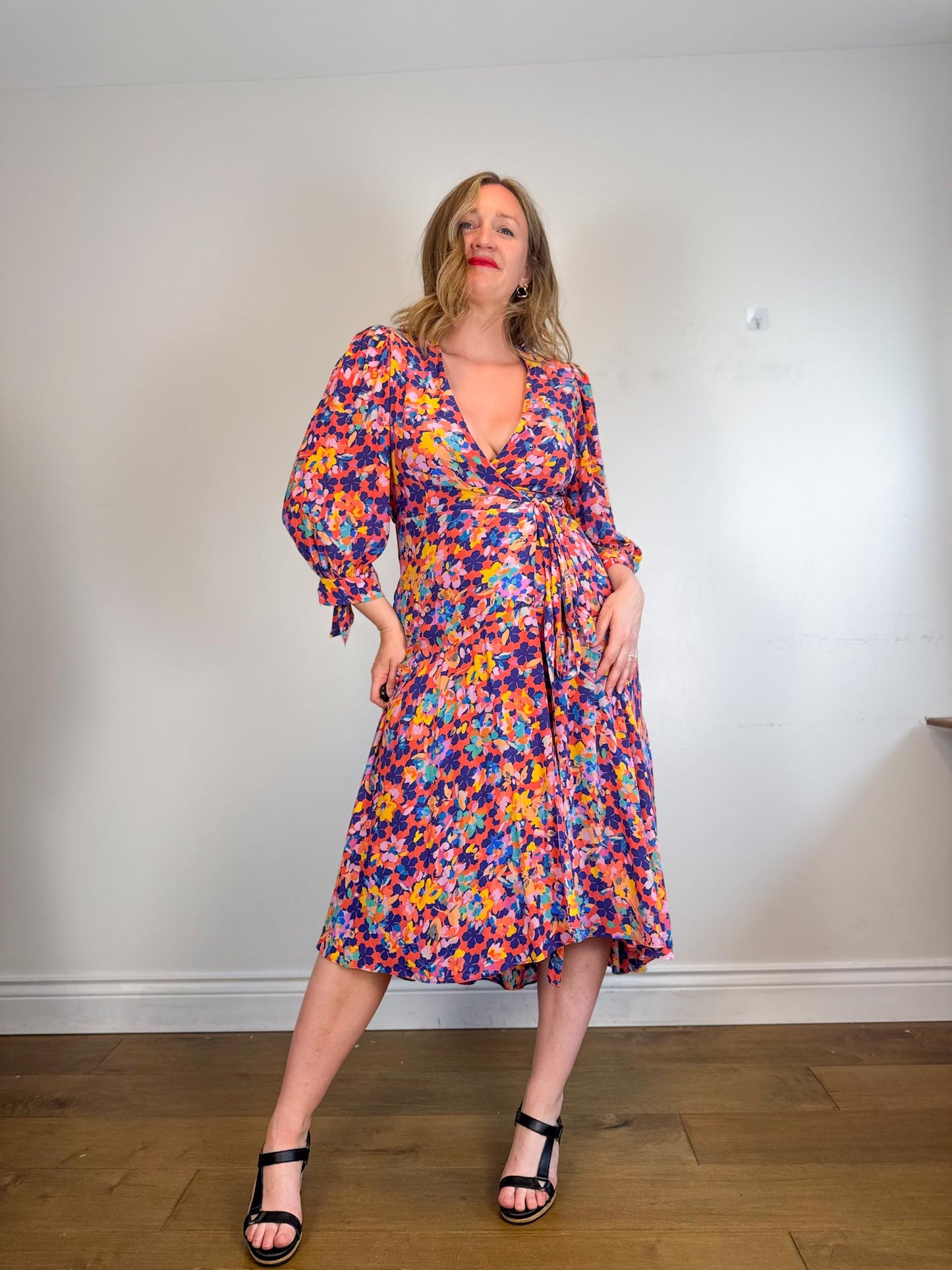 Caballero "Moon Maxi Dress in Stamped Hibiscus Print (Size S/M)