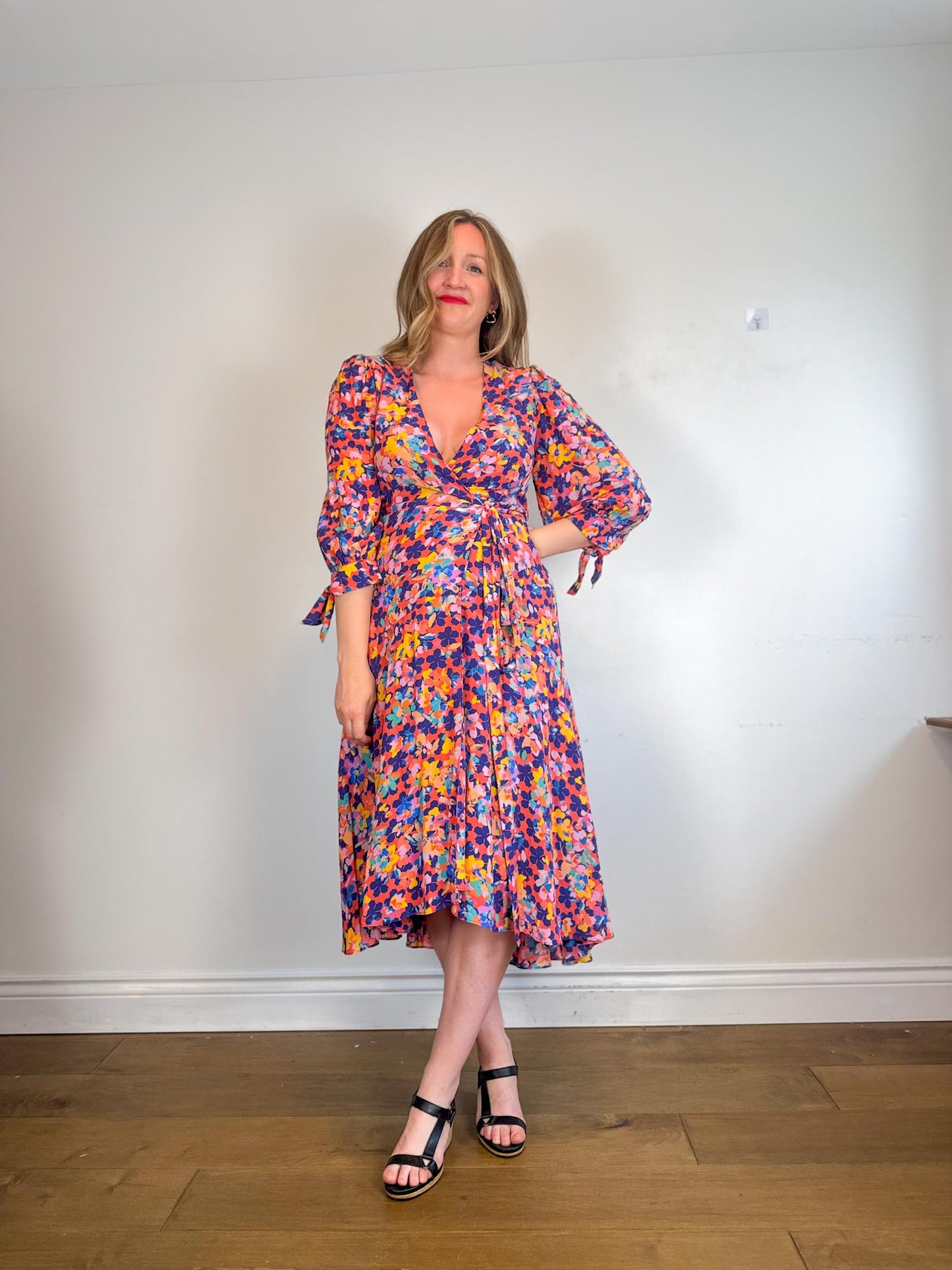 Caballero "Moon Maxi Dress in Stamped Hibiscus Print (Size S/M)