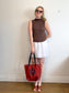 Babaton Sleeveless Mockneck Top in Brown (Size M)