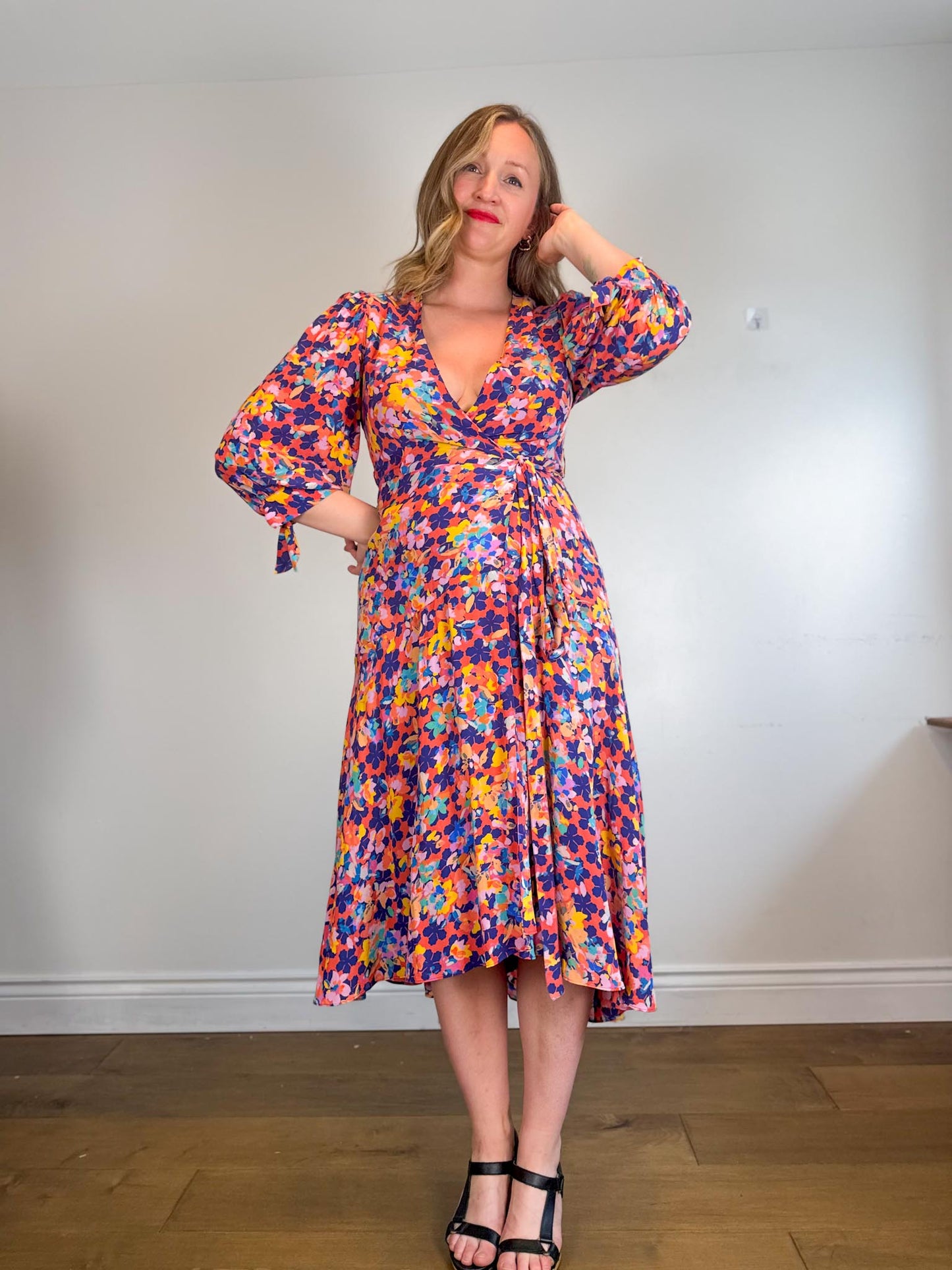 Caballero "Moon Maxi Dress in Stamped Hibiscus Print (Size S/M)