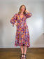 Caballero "Moon Maxi Dress in Stamped Hibiscus Print (Size S/M)