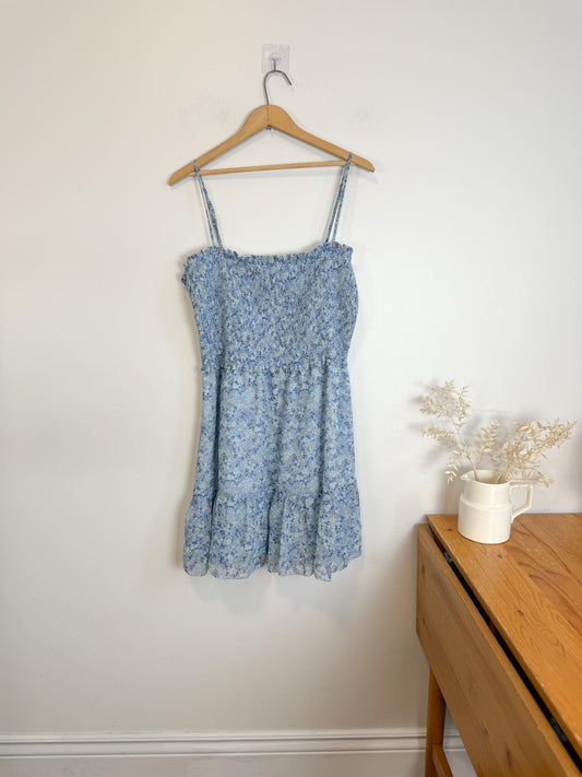 Wilfred "Tempest Sleeveless Mini Dress in Blue Floral" (Size XL)