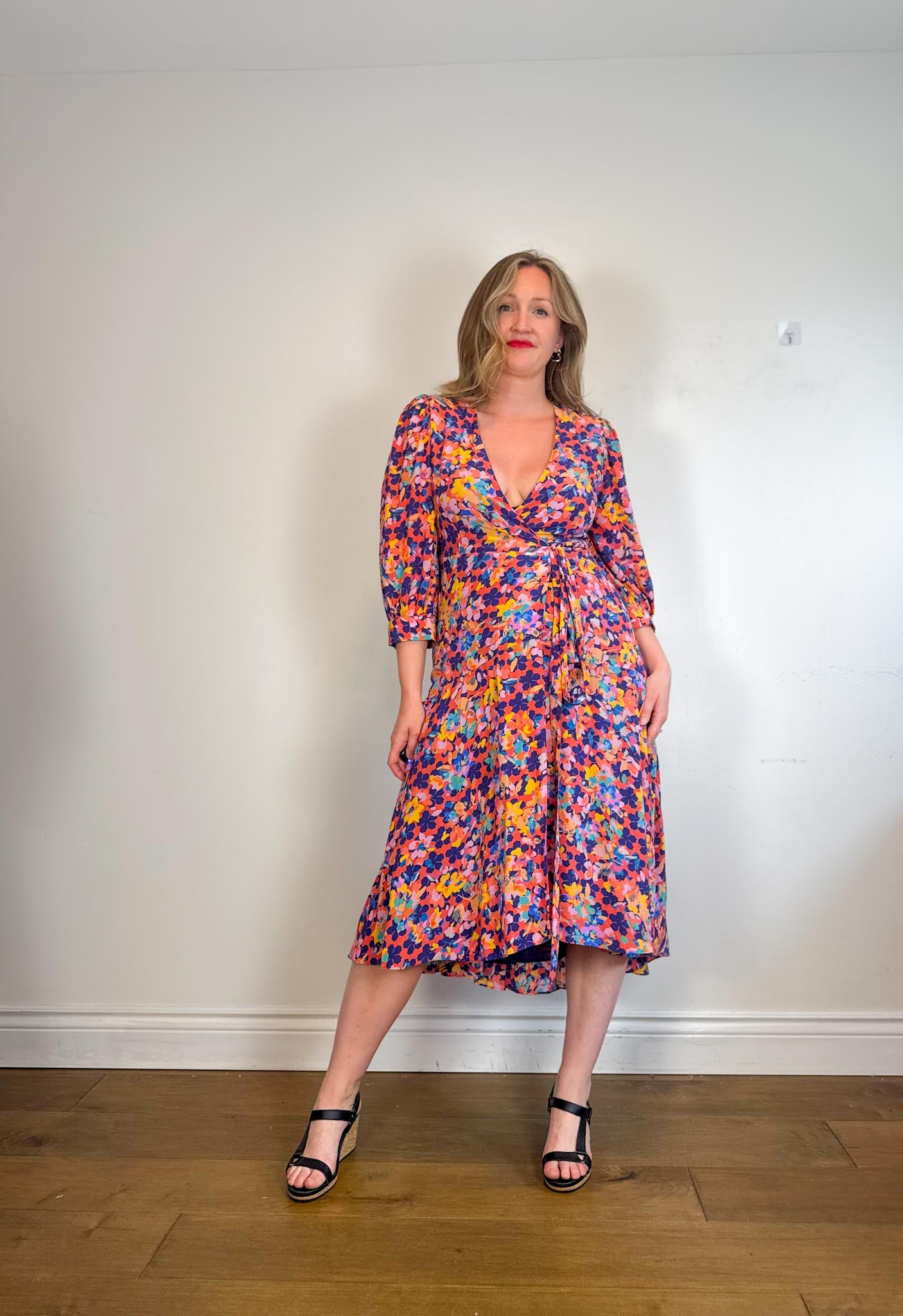 Caballero "Moon Maxi Dress in Stamped Hibiscus Print (Size S/M)