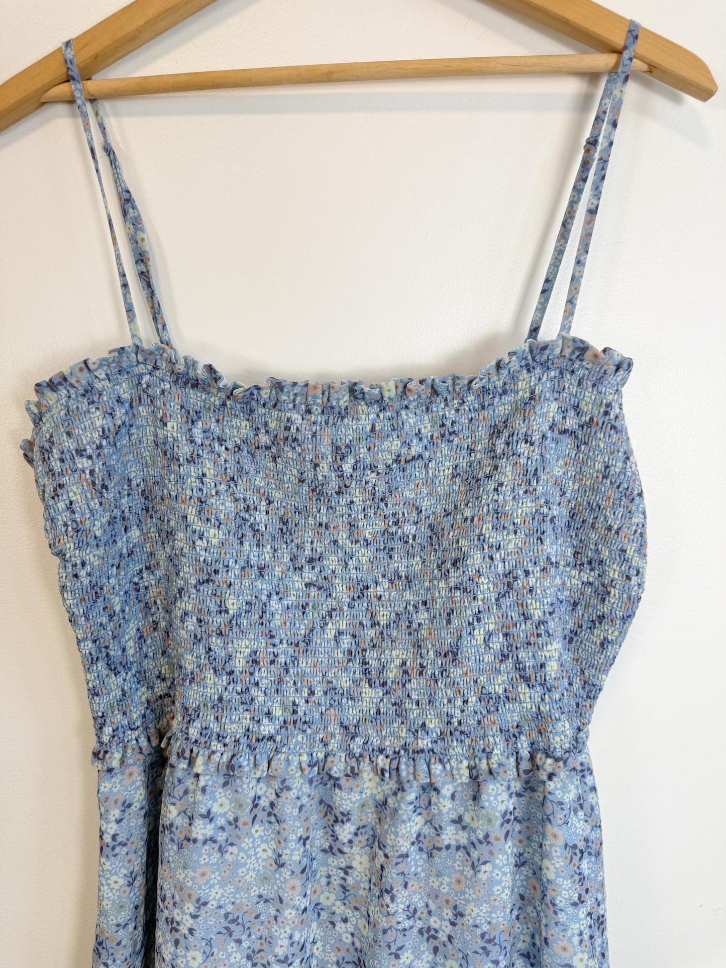 Wilfred "Tempest Sleeveless Mini Dress in Blue Floral" (Size XL)
