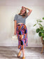 Vintage Retro Print Midi Skirt (Size XL)