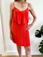 LAMADE "Silk Ruffle Tank Dress" in Orange (Size XS/S)