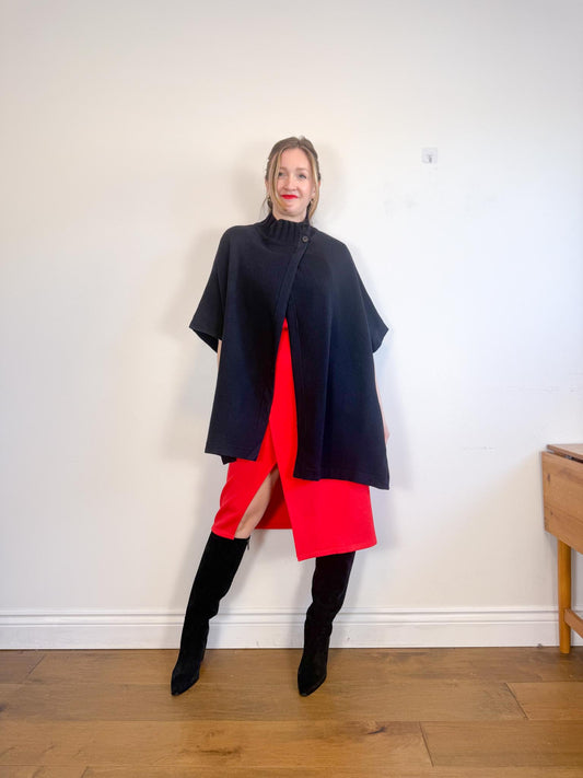 Theory Palomino Reversible Wool Cape Jacket in Black (Size M/L)