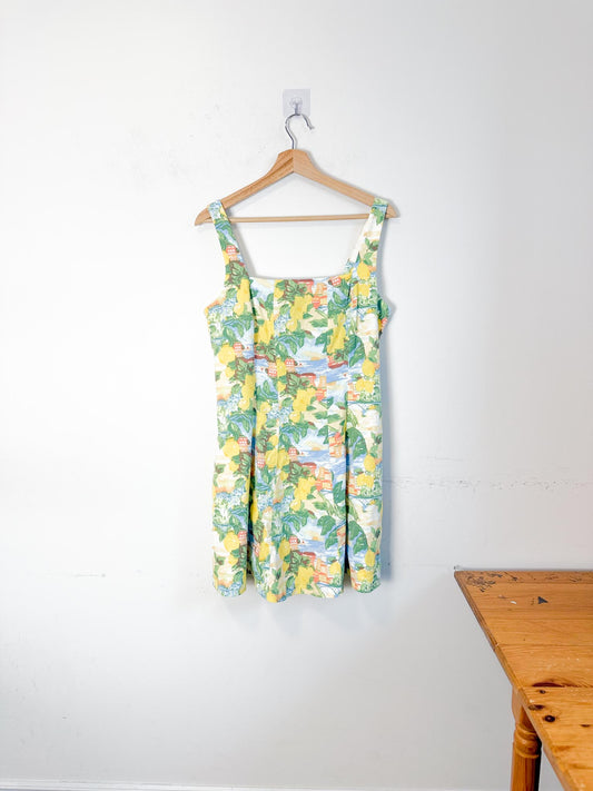 Abercrombie & Fitch Mini Dress in Lemon Italian Coastline Print (Size L)