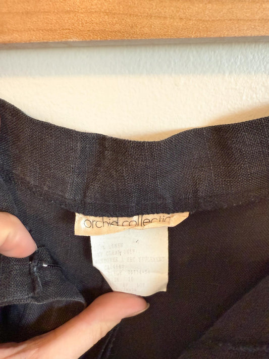 Vintage Wide Leg Linen Pants in Black (Size S)